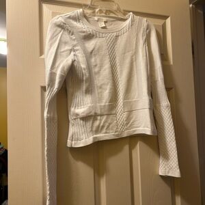 H&M Textured White Long Sleeve Top